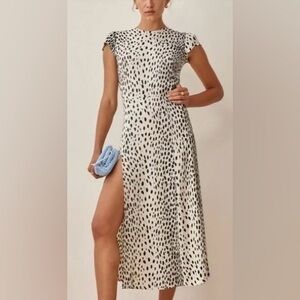 Reformation Gavin Dress White and Black Cheetah Print size 4
